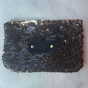 Sequin Clutch - Black and Gold